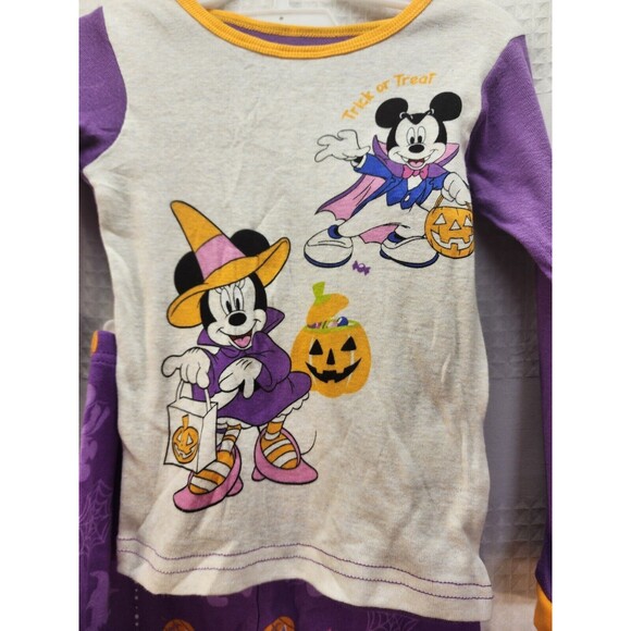 Disney Minnie Mickey Mouse 2-Piece Snug Fitting Halloween Pajama Set Sz 2t - Picture 2 of 6
